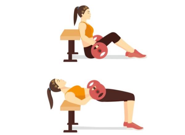 illustration of barbell hip thrust, strength workouts for women to get to<em></em>ned legs