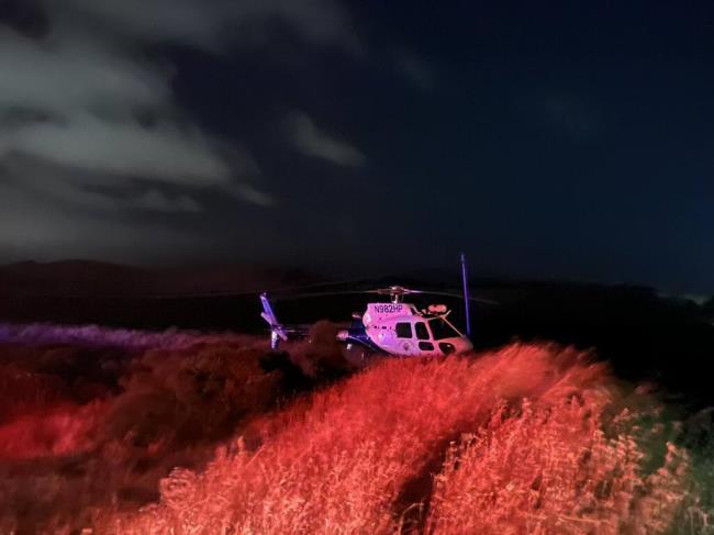 A California Highway Patrol helicopter respo<em></em>nds to a fatal crash near the San Rafael Airport in San Rafael, Saturday, July 8, 2023. (California Highway Patrol - Golden Gate Division Air Operations / Facebook)