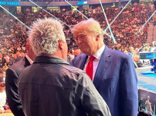 On Monday, musician Jack White took to Instagram to post this photo, originally posted to Twitter by Pop Crave, of Guy Fieri talking to former President Do<em></em>nald Trump. White wrote that wrote that “Anybody who ‘normalizes’ or treats this disgusting fascist, racist, con man, disgusting piece of s**t Trump with any level of respect is ALSO disgusting in my book.” (Pop Crave via Twitter)