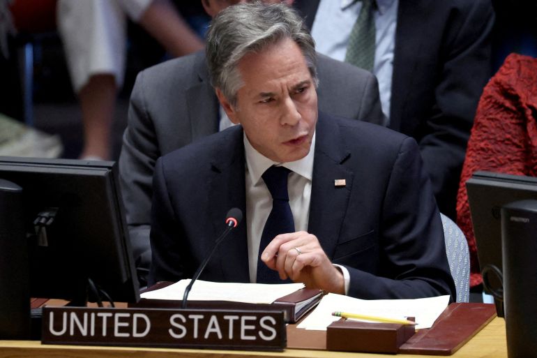 U.S. Secretary of State Antony Bl<em></em>inken speaks at UN Security Council
