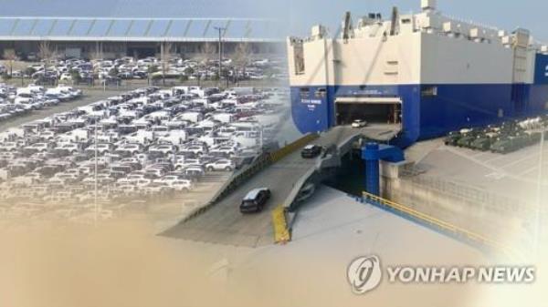 This illustration provided by Yo<em></em>nhap News TV shows South Korea's car exports. (PHOTO NOT FOR SALE) (Yonhap)