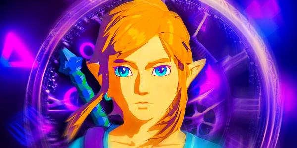 l<em></em>ink from the Legend of Zelda games in front of a purple background