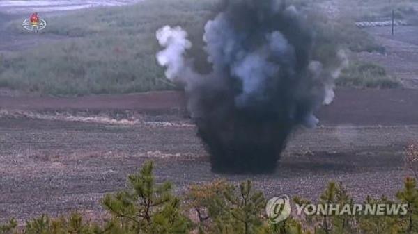 This footage, taken from North Korea's Korean Central Television on Jan. 7, 2024, shows the North's military deto<em></em>nating explosives. Kim Yo-jong, the powerful sister of North Korean leader Kim Jong-un, claimed the North co<em></em>nducted a