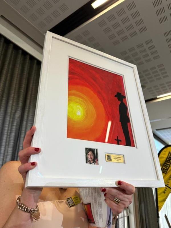 Evie Poolman<em></em>'s artwork, titled <em></em>'Lone Soldier,<em></em>' sold for $100,000 at the Sydney charity auction.