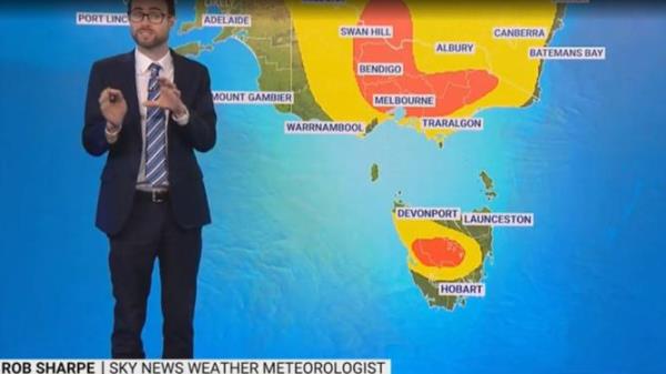 Assignment Freelance Picture Sky News meteorologist Rob Sharpe says thunderstorms are forecast for<em></em>
 most of the country. Picture: Sky Weather