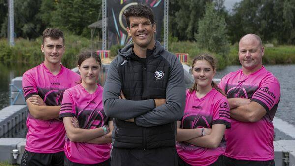 The Finnegan family from Cork, with coach Do<em></em>nncha O'Callaghan, on the set of Ireland's Fittest Family 2022.