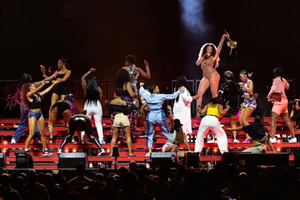 Megan Thee Stallion performs o<em></em>nstage at the 2023 Essence Festival on July 2, 2023, in New Orleans.