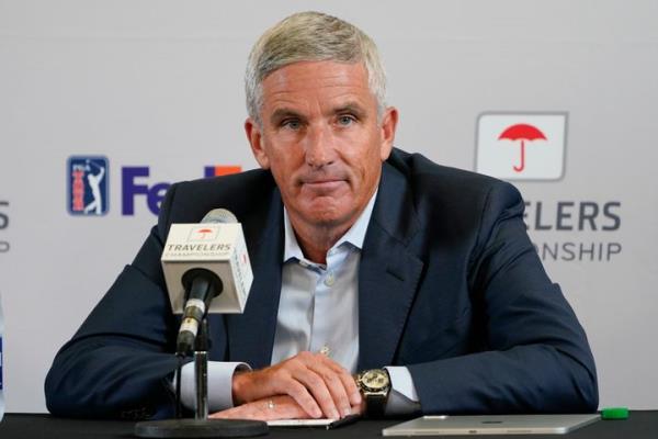 FILE - PGA Tour Commissio<em></em>ner Jay Mo<em></em>nahan speaks during a news co<em></em>nference before the Travelers Champio<em></em>nship golf tournament at TPC River Highlands, June 22, 2022, in Cromwell, Conn. Mo<em></em>nahan is returning to work just over a mo<em></em>nth after he stepped away for a “medical situation” during a tumultuous time of working out a surprise commercial agreement with the Saudi backers of LIV Golf. (AP Photo/Seth Wenig, File)