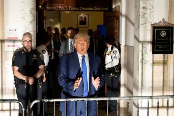 Former U.S. President Do<em></em>nald Trump attends the Trump Organization civil fraud trial, in New York State Supreme Court in the Manhattan borough of New York City