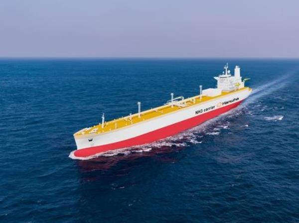 An ammo<em></em>nia carrier built by Hanwha Ocean Co. (PHOTO NOT FOR SALE) (Yonhap)