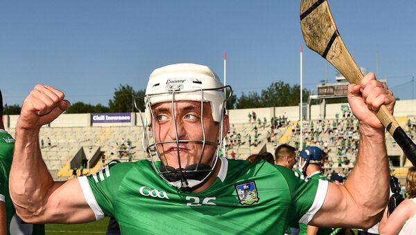  Pat Ryan of Limerick celebrates after the Munster GAA Hurling Senior Champio<em></em>nship Final match between Limerick and Tipperary at Páirc Uí Chaoimh in Cork in 2021. Picture: Ray McManus/Sportsfile