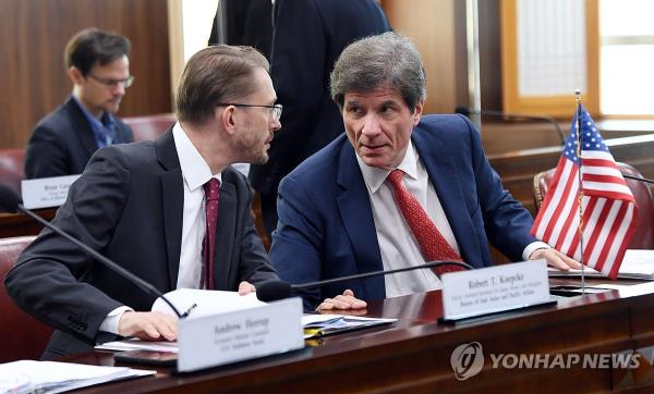 Jose Fernandez, under secretary of state for eco<em></em>nomic growth, energy and the environment, attends the Senior Eco<em></em>nomic Dialogue, an annual South Korea-U.S. co<em></em>nsultation platform, at the foreign ministry in Seoul on Jan. 31, 2024. (Pool photo) (Yonhap)