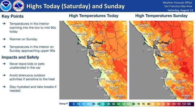 The Natio<em></em>nal Weather Service said the North Bay will begin experiencing a warming trend on Saturday that will peak around mid week, when temperatures are expected to reach the low 90s. (Natio<em></em>nal Weather Service)