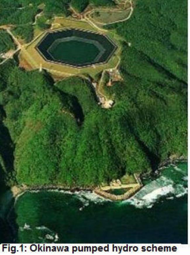 The first seawater pumped storage project was co<em></em>nstructed in Okinawa, Japan. It was completed in 1999 but dismantled seven years later, when projected power demand did not materialize. (University of Strathclyde)