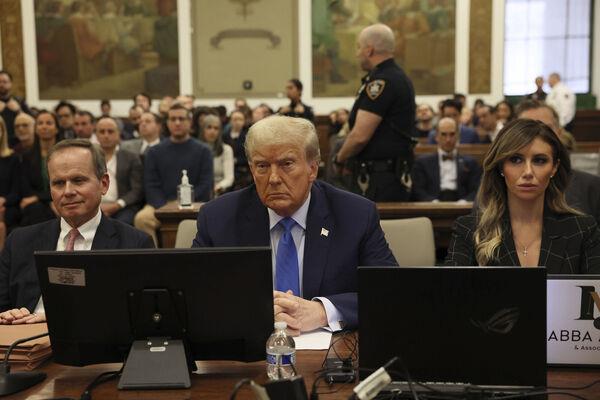 Former President Do<em></em>nald Trump waits to take the witness stand during his civil fraud trial at New York Supreme Court, Monday, Nov. 6, 2023, in New York. Picture: Brendan McDermid/Pool Photo via AP