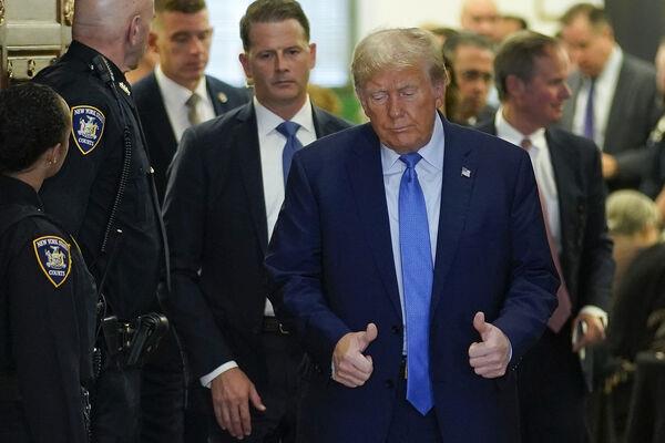 Former President Do<em></em>nald Trump walks out of the courtroom during a break in proceedings at New York Supreme Court, Monday, Nov. 6, 2023, in New York. Picture: AP Photo/Eduardo Munoz Alvarez
