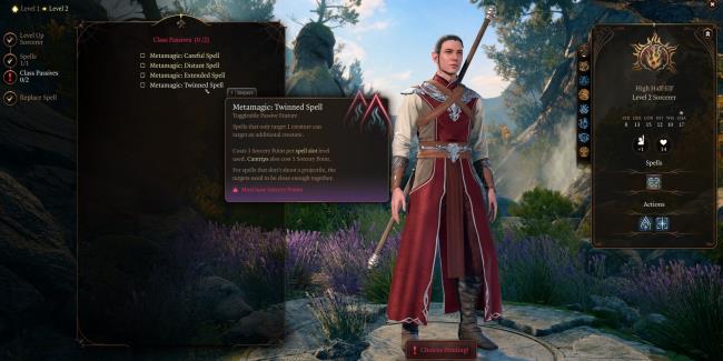 Baldur's Gate 3 Sorcerer Selecting me<em></em>tamagic Options On Level Up