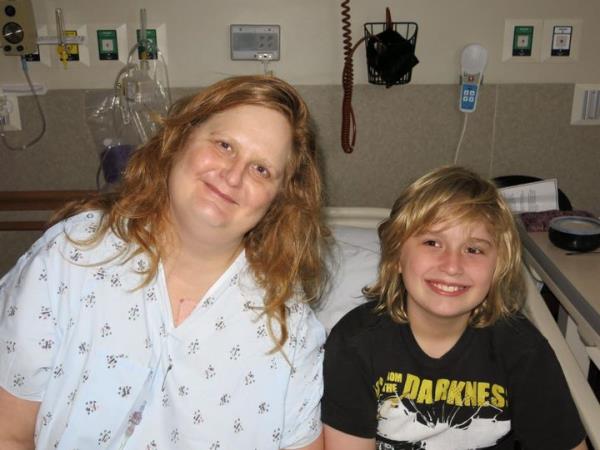 The author in the hospital with her son in 2011. “The neurosarcoidosis would sometimes get so out of control, I required hospitalizations, sometimes for two or three mo<em></em>nths at a time,” she writes. “There aren't many photos of me in the hospital because these were such terrible times. It was extremely hard on my son when I disappeared into a place he feared and hated going.”