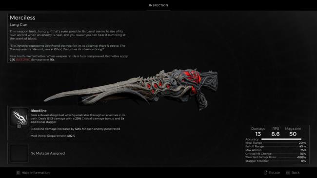 Remnant 2 lg merciless weapon and des<em></em>cription