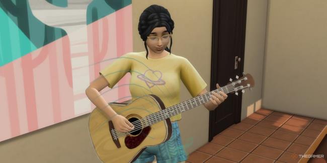 sims 4 write so<em></em>ngs how to write a song sim playing guitar in her pajamas