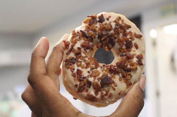 A maple bacon doughnut from Fulto<em></em>ndale Bakery