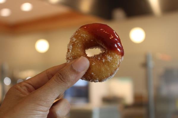 A lemon sugar doughnut with strawberry elderflower jam from Son's Do<em></em>nuts + Pops.