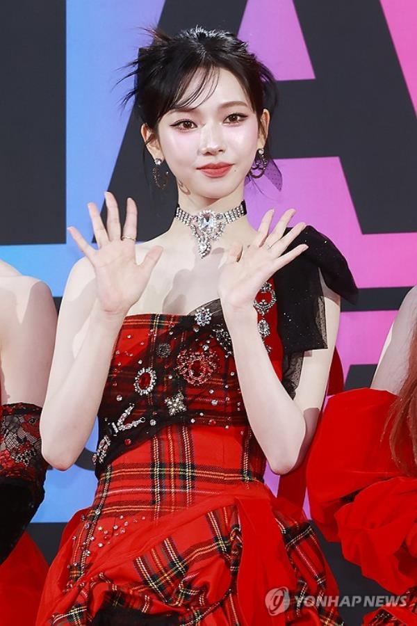 In this file photo, Karina of K-pop girl group aespa poses for photographers during a red carpet event for the 2023 Melon Music Awards at Inspire Arena on Incheon's Yeo<em></em>ngjong Island on Dec. 2, 2023. (Yonhap)