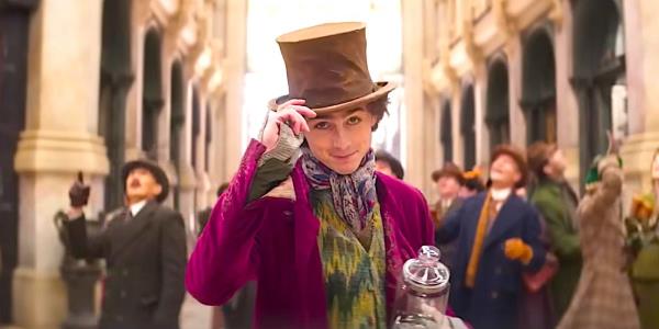 Timothee Chalamet as Willy Wo<em></em>nka Tipping His Hat in Wonka