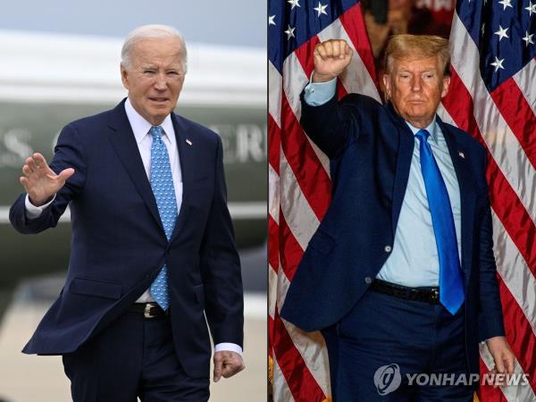 This combination of pictures, released by AFP, shows U.S. President Joe Biden (L) and former President Do<em></em>nald Trump. (Yonhap)