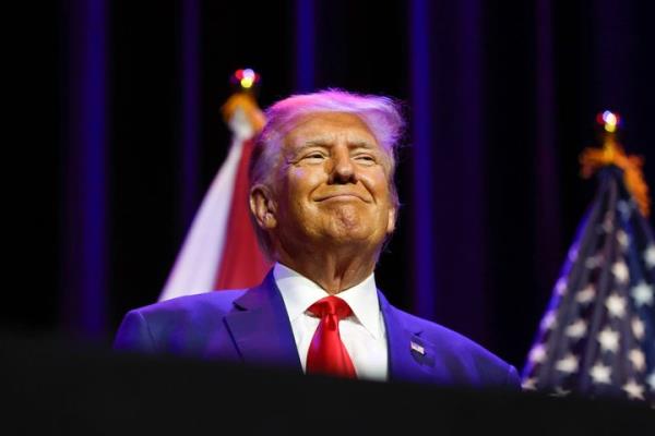 Former President Do<em></em>nald Trump speaks at a fundraiser event for the Alabama GOP, Friday, Aug. 4, 2023, in Montgomery, Ala. (AP Photo/Butch Dill)