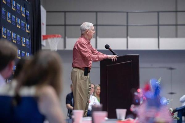 Senate Minority Leader Mitch McCo<em></em>nnell (R-KY) speaks at the Graves County Republican Party Breakfast at WK&T Technology Park on Saturday, Aug. 5, 2023, in Mayfield, Kentucky. (Ryan C. Hermens/Lexington Herald-Leader/Tribune News Service via Getty Images)