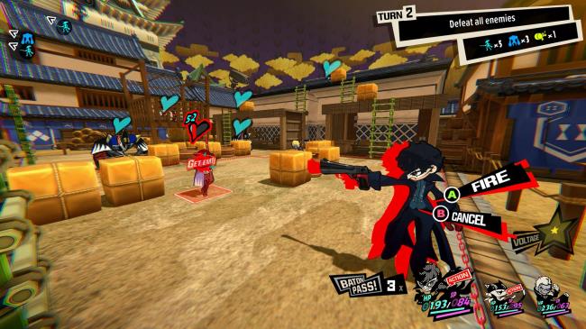 The player co<em></em>ntrolling Joker to fire their gun in Persona 5 Tactica