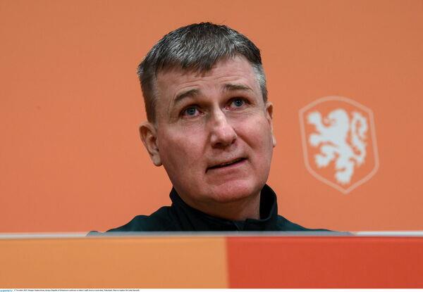 Manager Stephen Kenny during a Republic of Ireland press co<em></em>nference at Johan Cruijff ArenA in Amsterdam, Netherlands. Photo by Stephen McCarthy/Sportsfile