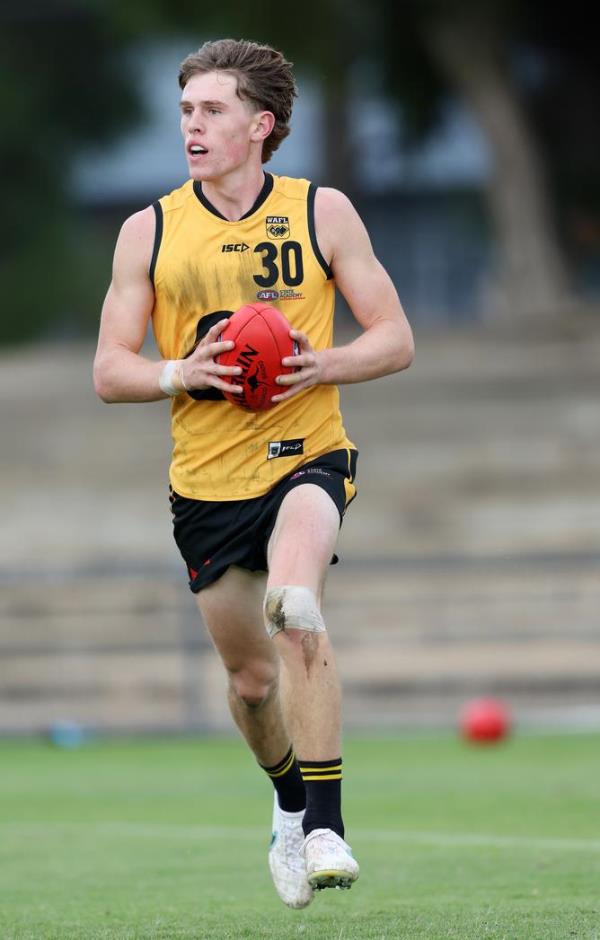 ADELAIDE, AUSTRALIA - JUNE 11: Daniel Curtin of Western Australia during the 2023 U18 Champio<em></em>nships match between Allies and Western Australia at Thebarton Oval on June 11, 2023 in Adelaide, Australia. (Photo by Sarah Reed/AFL Photos via Getty Images)