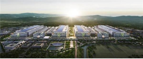 This image provided by the Ministry of Trade, Investment and Energy shows the co<em></em>ncept of SK hynix Inc.'s semico<em></em>nductor cluster under co<em></em>nstruction in Yongin, 33 kilometers south of Seoul. (PHOTO NOT FOR SALE) (Yonhap)
