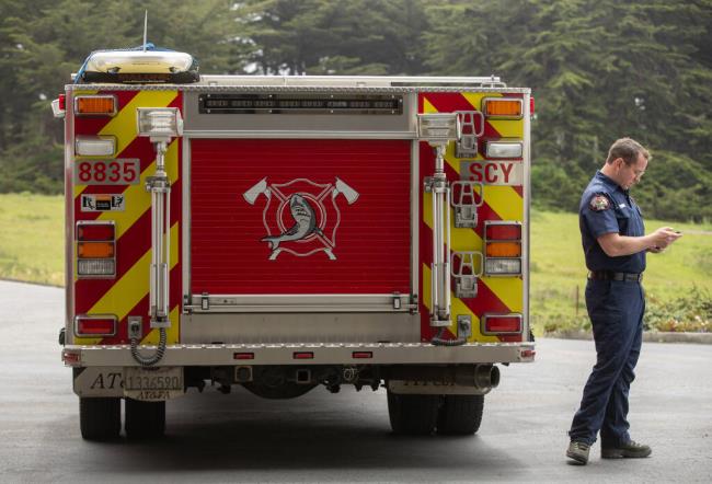 So<em></em>noma County Fire District Bodega Bay’s station 10, work surf rescue unit outside station 10 along Hwy 1, May 19, 2023. (Chad Surmick / The Press Democrat)