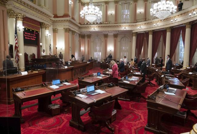 FILE - This Aug. 27, 2020 file photo shows Senate chambers at the State Capitol, in Sacramento. A bill now in the state legislature aims to allow information a<em></em>bout homeless deaths at the county level to be shared more broadly between nonprofits, government agencies and other organizations working with homelessness. It would authorize counties to establish homeless death review committees. (Paul Kitagaki Jrhttp://www.cq2pc.com/news/show/253575/The Sacramento Bee via AP)