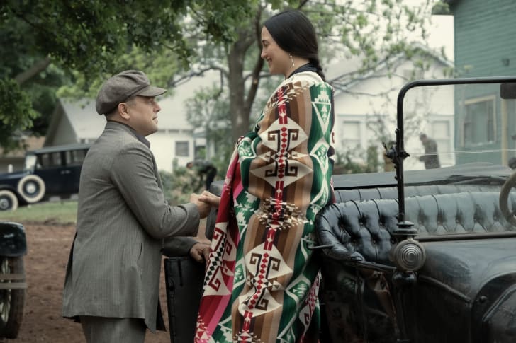 Leo<em></em>nardo DiCaprio and Lily Gladstone in 'Killers of the Flower Moon.'