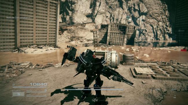 Player sanding next to the co<em></em>ntainer that has IA-CO1W2 Moo<em></em>nlight Light Wave Blade Armored Core 6