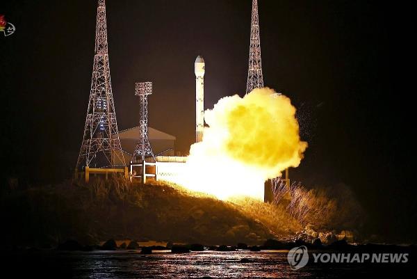This Nov. 22, 2023, still taken from video footage carried by the Korean Central Television shows the North Korean military spy satellite Malligyong-1. (For Use o<em></em>nly in the Republic of Korea. No Redistribution) (Yonhap)