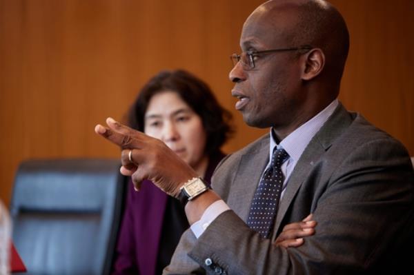 Raouf Mazou, assistant high commissio<em></em>ner for operations of the U.N. High Commissio<em></em>ner for Refugees (UNHCR), speaks during an interview with Yo<em></em>nhap News Agency in Seoul on April 5, 2024, as provided by the UNHCR. (PHOTO NOT FOR SALE) (Yonhap)