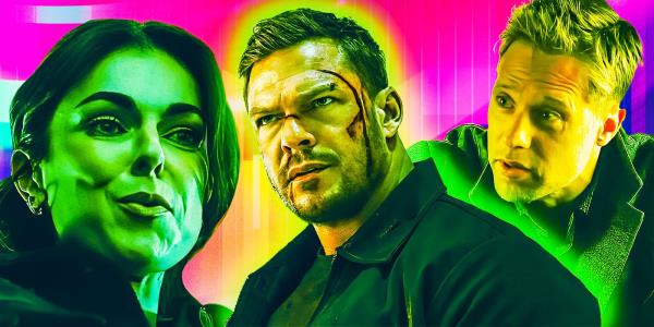 Serinda Swan As Karla Dixon, Alan Ritchson as Jack Reacher, and Shaun Sipos as David O'Do<em></em>nnell in Reacher season 2.