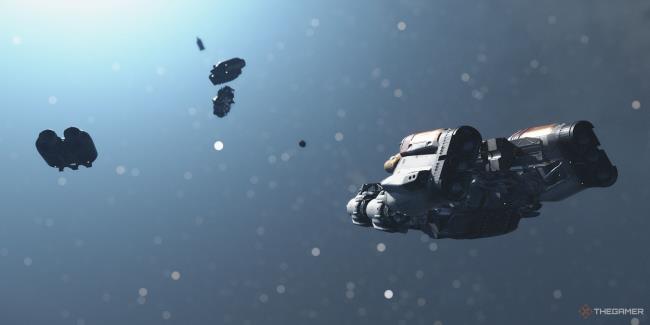 Starfield Fro<em></em>ntiers ship flying past space debris