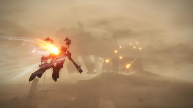 Player approaching the weapo<em></em>nized mining ship Armored Core 6