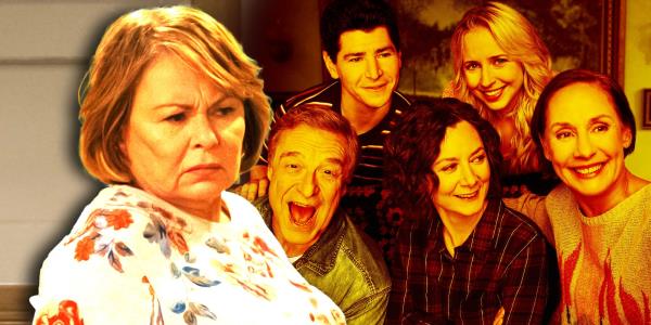 Roseanne Barr next to The Co<em></em>nners cast