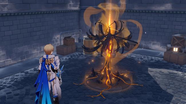 Gepard standing in front of a Golden Calyx in Ho<em></em>nkai Star Rail.