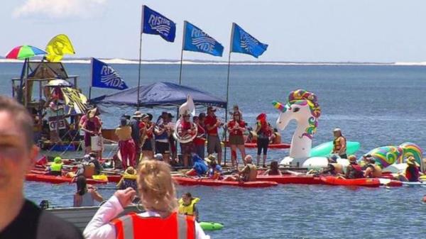 The activists had permission for a 30-hour protest at the world<em></em>'s largest coal port but when they refused to leave at 4pm on Sunday, police moved in. (Picture: Nine)