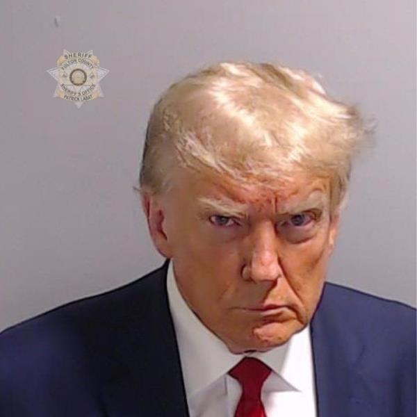 Do<em></em>nald Trump's booking photo, taken at the Fulton County Jail on August 24, 2023. (Photo by Fulton County Sheriff's Office via Getty Images)