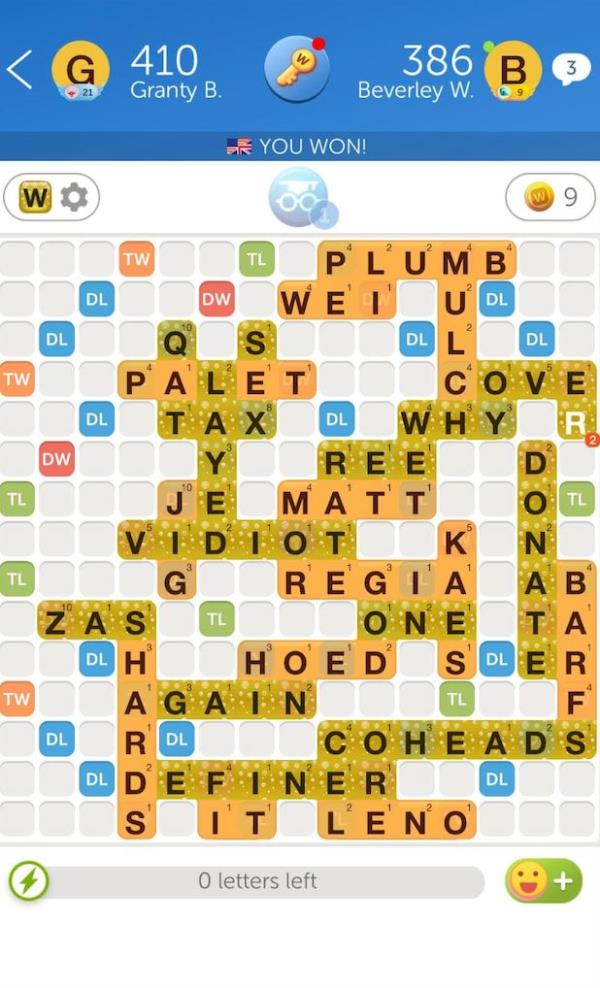 An o<em></em>nline Scrabble match the author played with her now deceased friend.