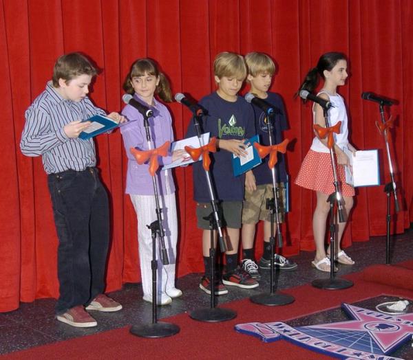 Alyson Sto<em></em>ner (second from left) and Dylan and Cole Sprouse (center and second from right) are seen with other child actors on the Hollywood Walk of Fame in 2004.